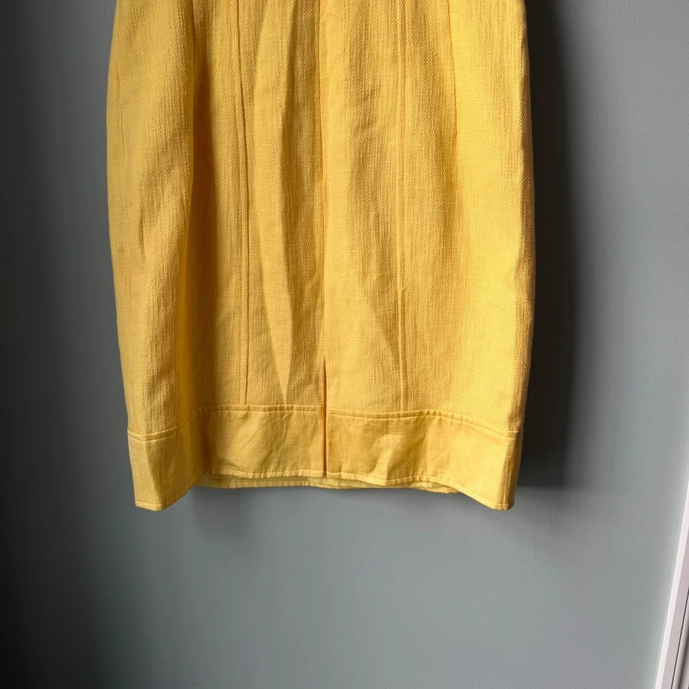 Nanette Lepore Yellow Lace Dress Sleeveless Bow Cotton Sheath Wedding Guest SZ 8